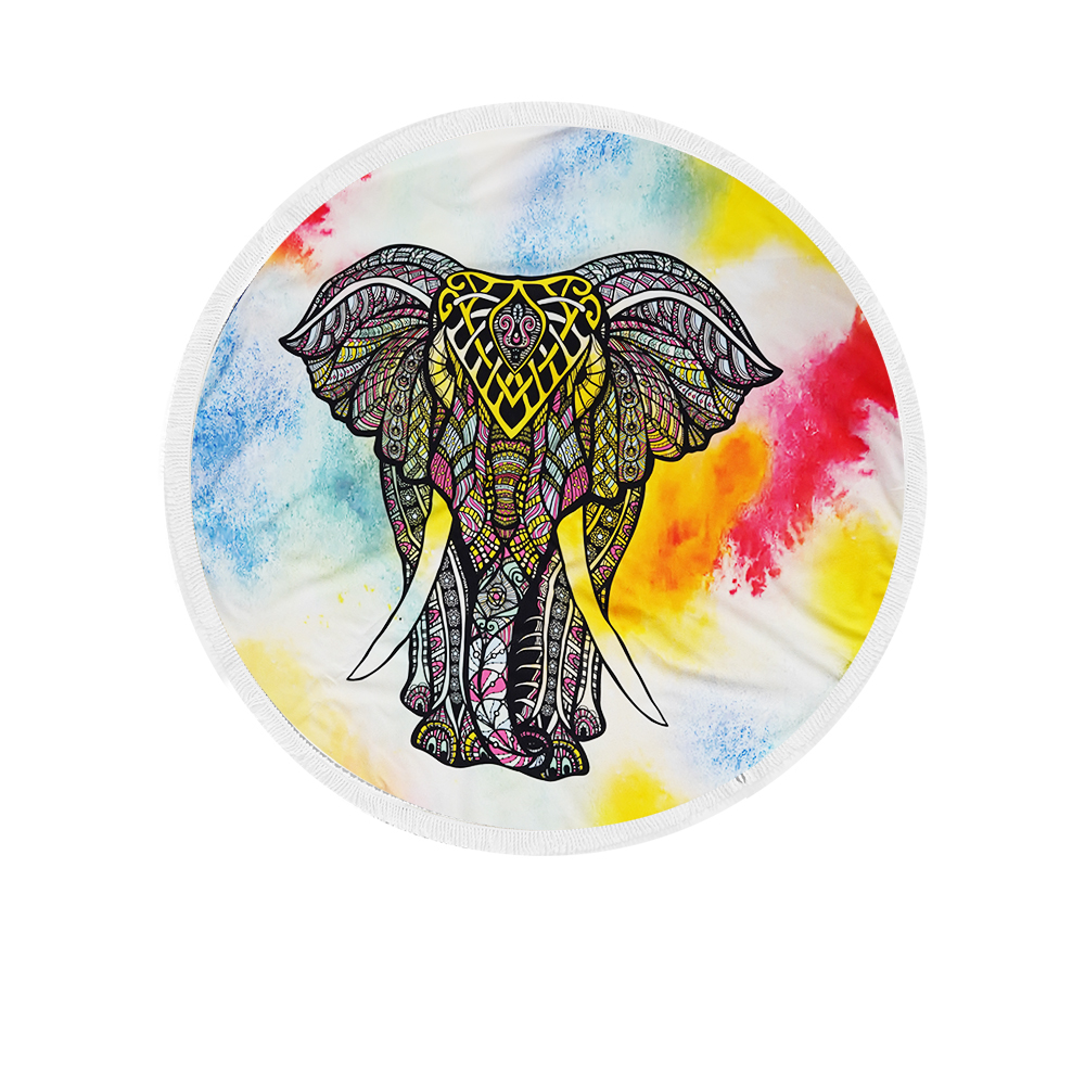 Microfiber Round Beach Beatuiphone Elephant Style