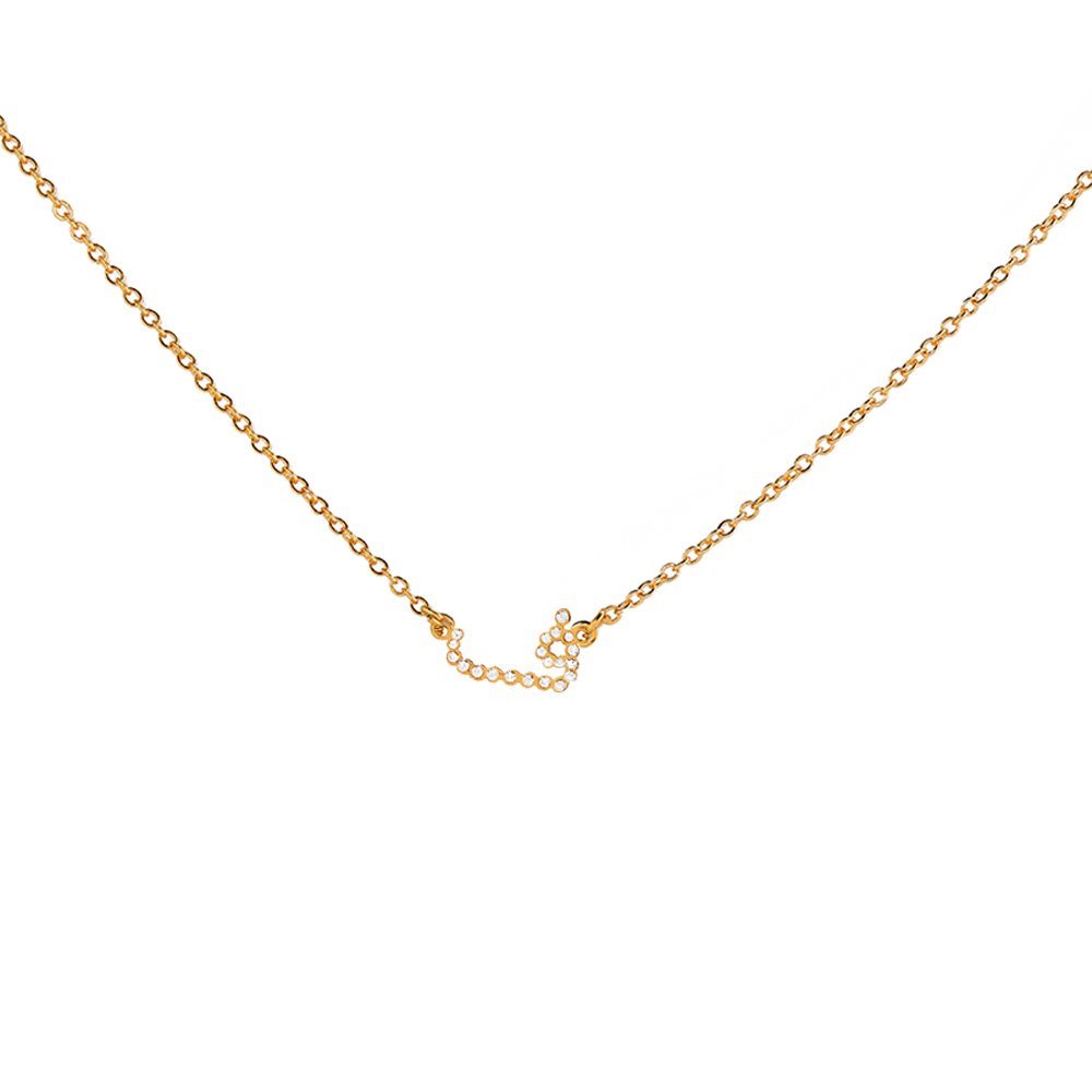 Gold plated Zircon Necklace - Arabic letter Faa	