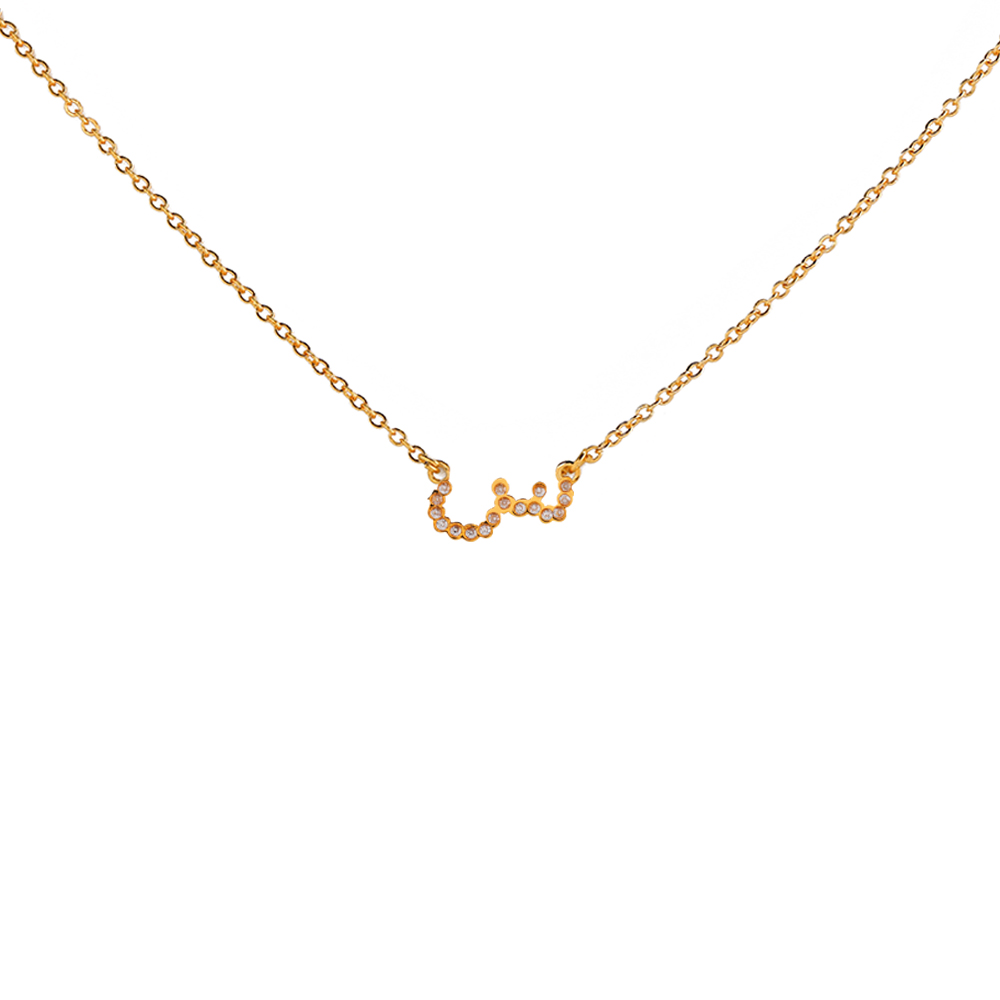 Gold plated Zircon Necklace - Arabic letter Sin