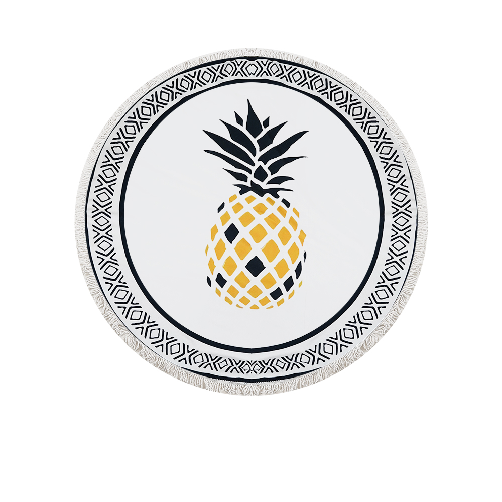 Round Mandala Beach Towel - Yellow With Multi