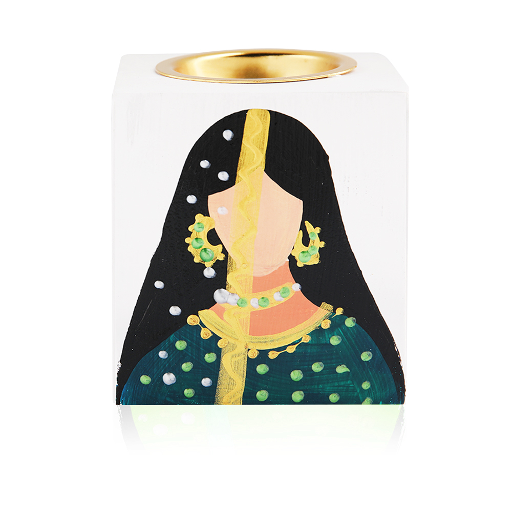 Hand Pained Square Mubkhar - Green    