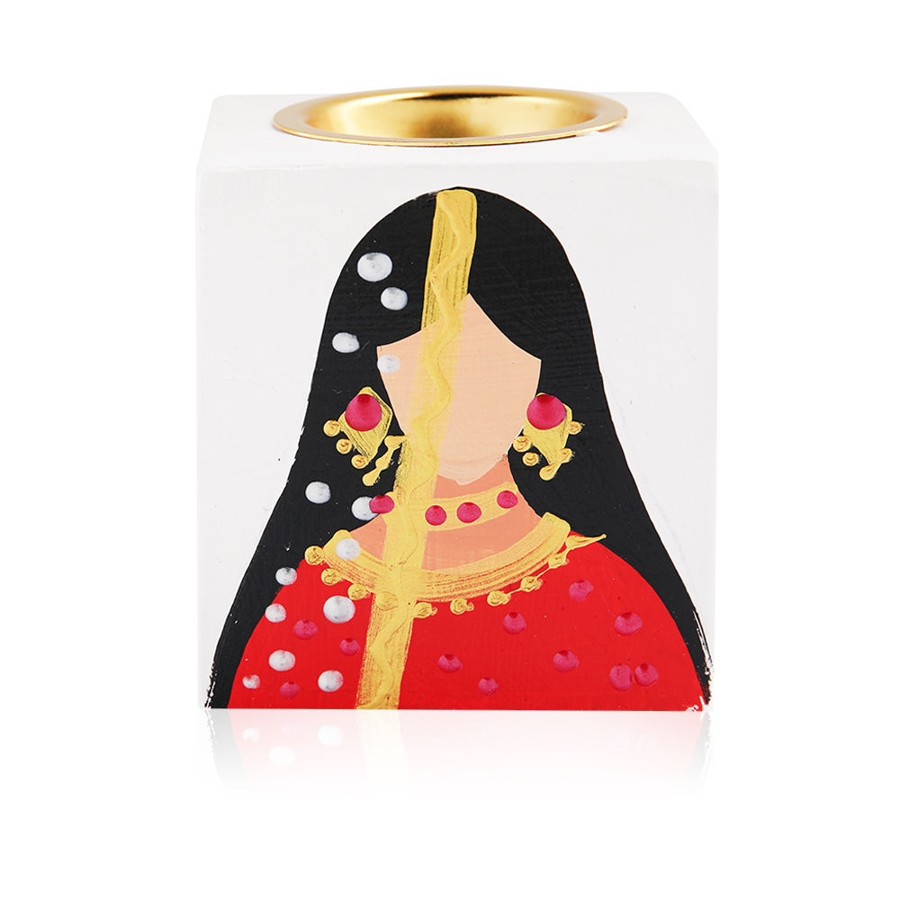 Hand Pained Square Mubkhar - Red   