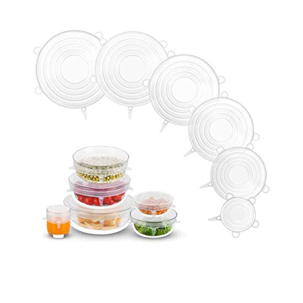 Reusable Silicone Cover Lids Set of 6 - White  