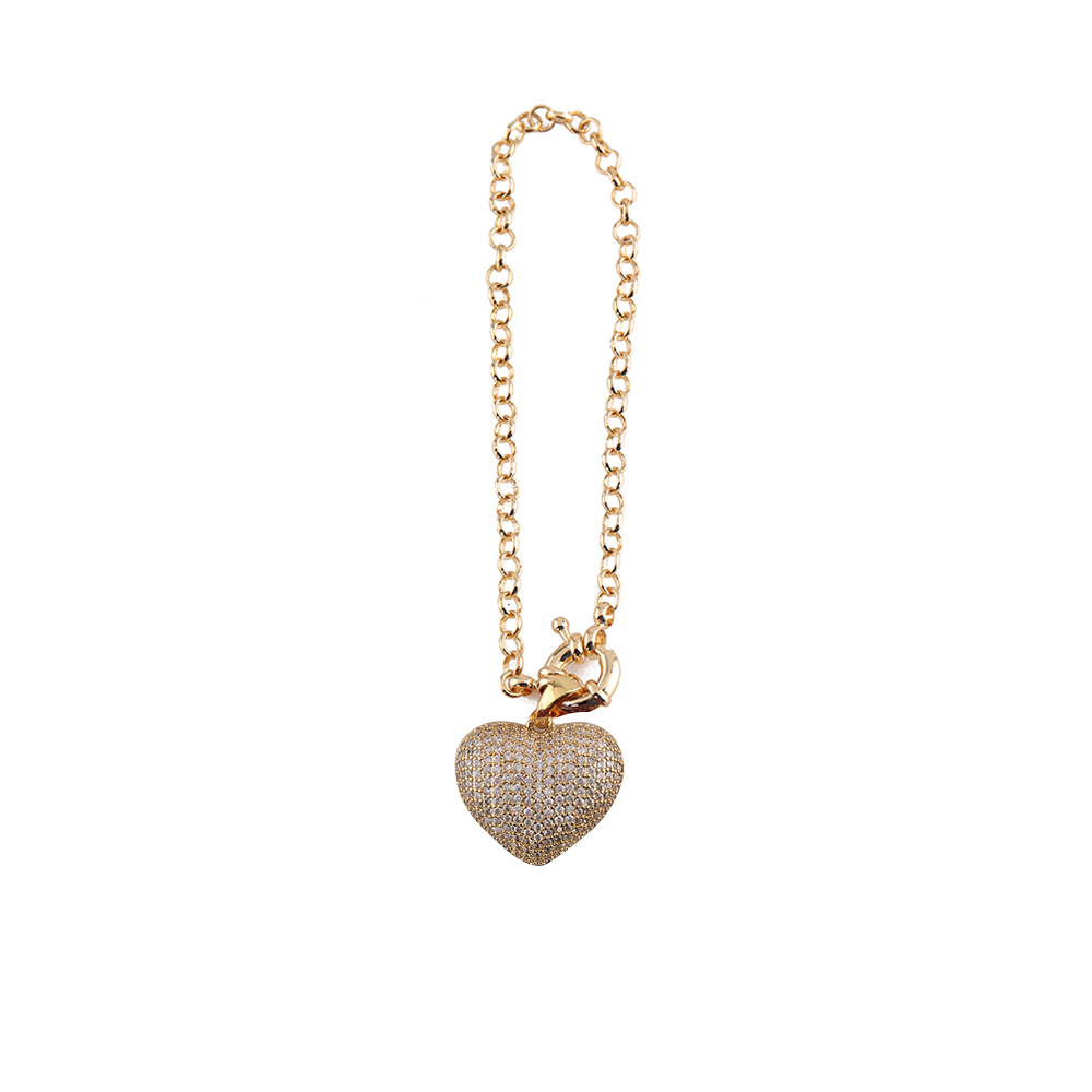 Heart shape Bracelet - White and Gold - Free Size
