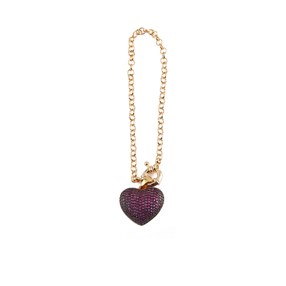 Heart shape Bracelet - Red and Gold - Free Size