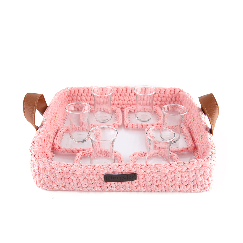 Acrylic Tea Tray Set - Pink 