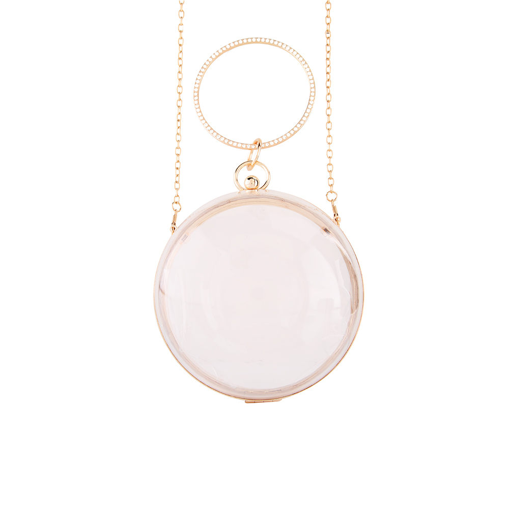 Transparent Acrylic Bag With Round Handle And Chain Strap - Free size   