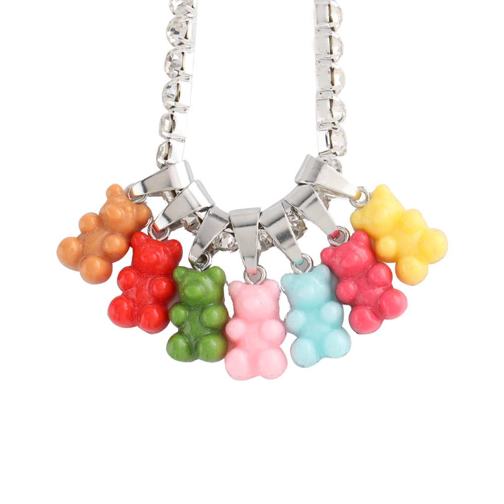 Teddy Bear Necklace - Multi Color - Free size