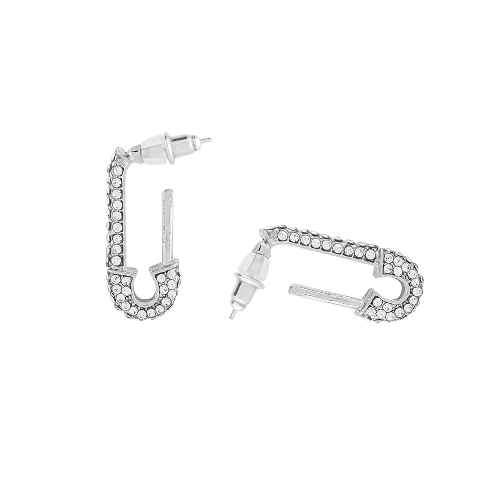 Pin Shape Earrings - Silver - Free size