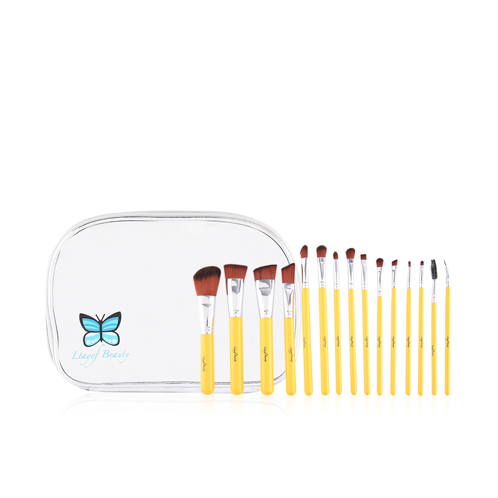 Makeup Brush Set of 15 pieces - Yellow 