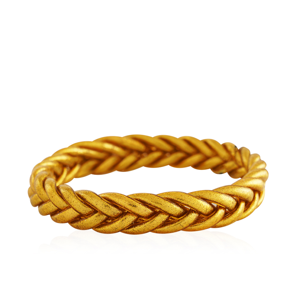 Braided Bangle Yellow Gold -  Large - 6.5 cm