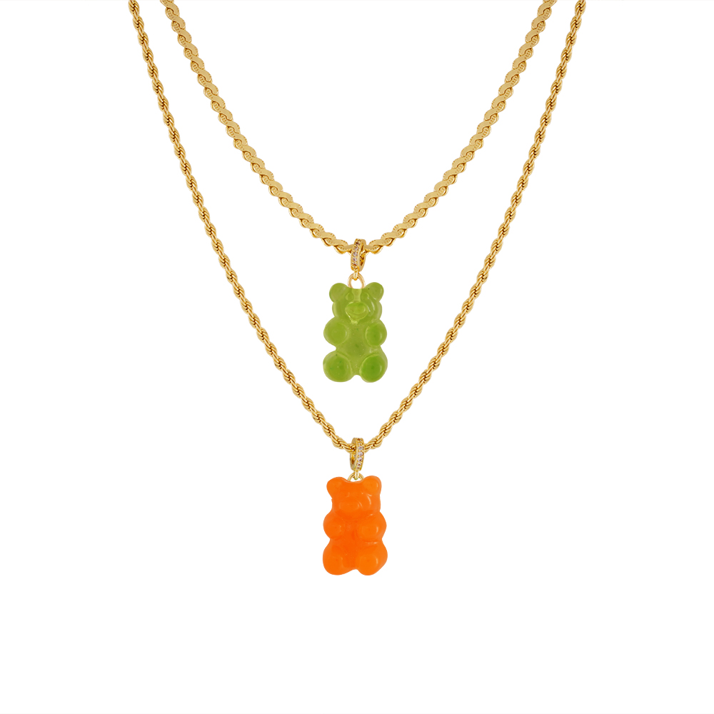 Teddy Bear Gold Chain Dual - Transparent Oran