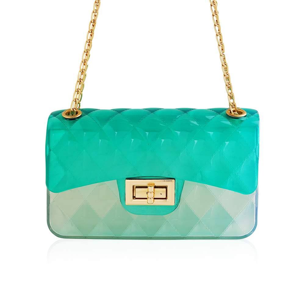 Transparent Pvc Neon Handbag - Green 