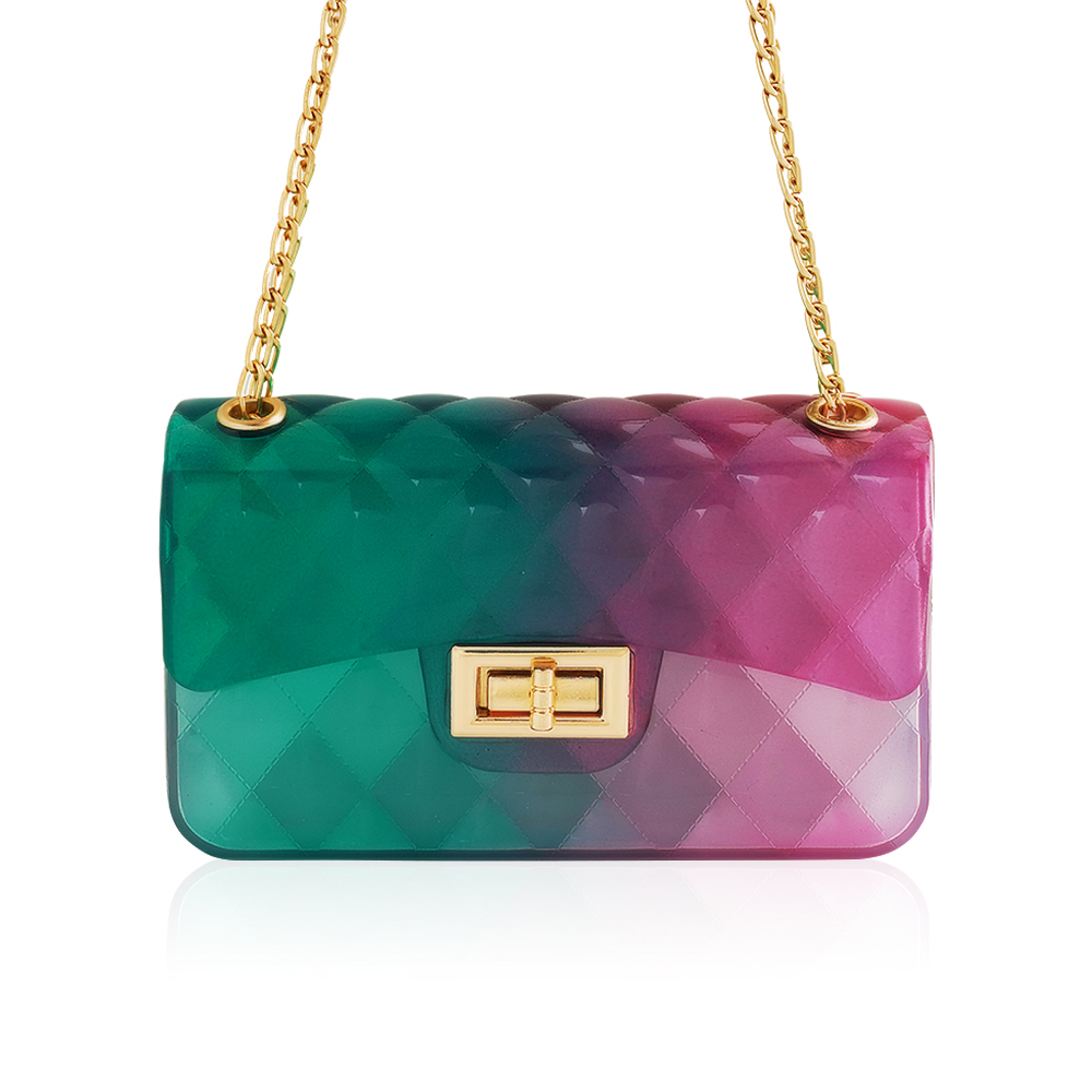 Transparent Pvc Neon Handbag - Green & Pink