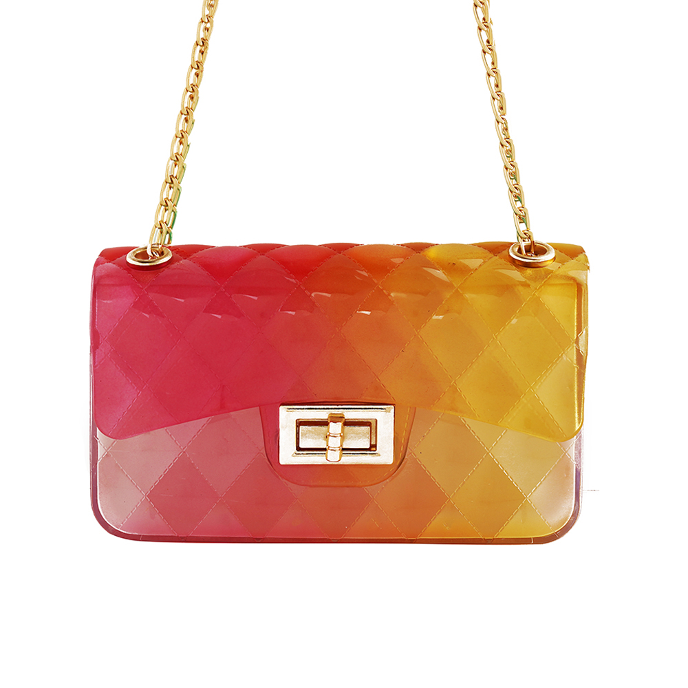 Transparent Pvc Neon Handbag - Pink & Yellow