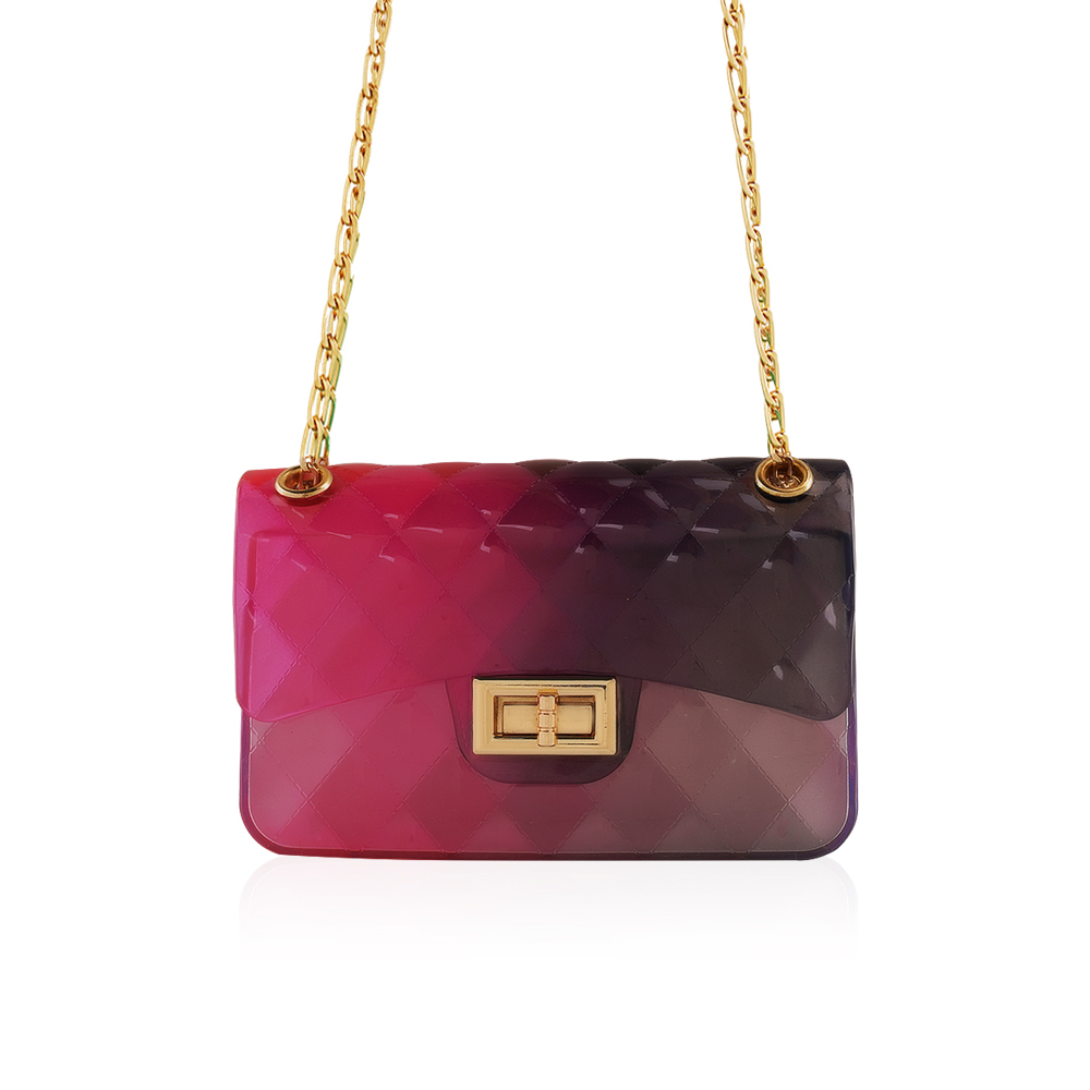 Transparent Pvc Neon Handbag - Pink & Blue