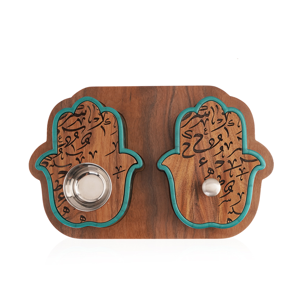 Hand Shape Mobkhar & Bukhour Box Set Of 2pc - Green