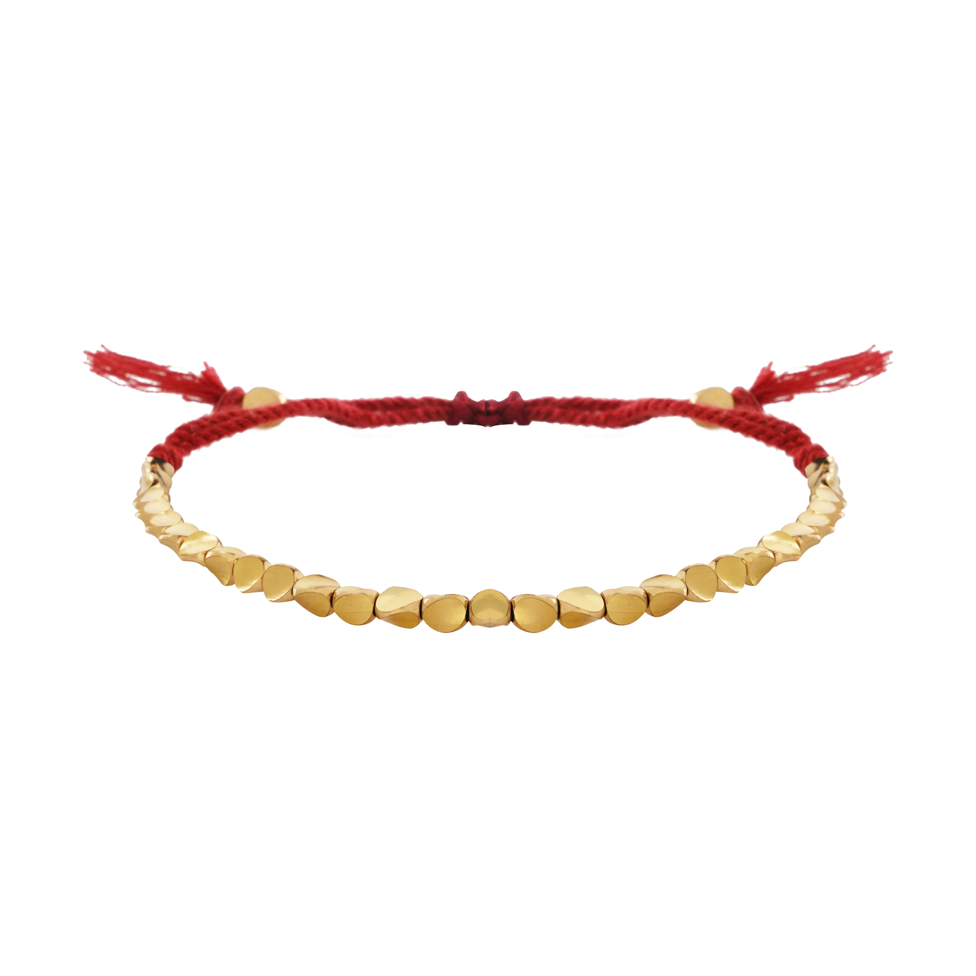 Handmade Copper Beads Bracelet - Dark Red Rope