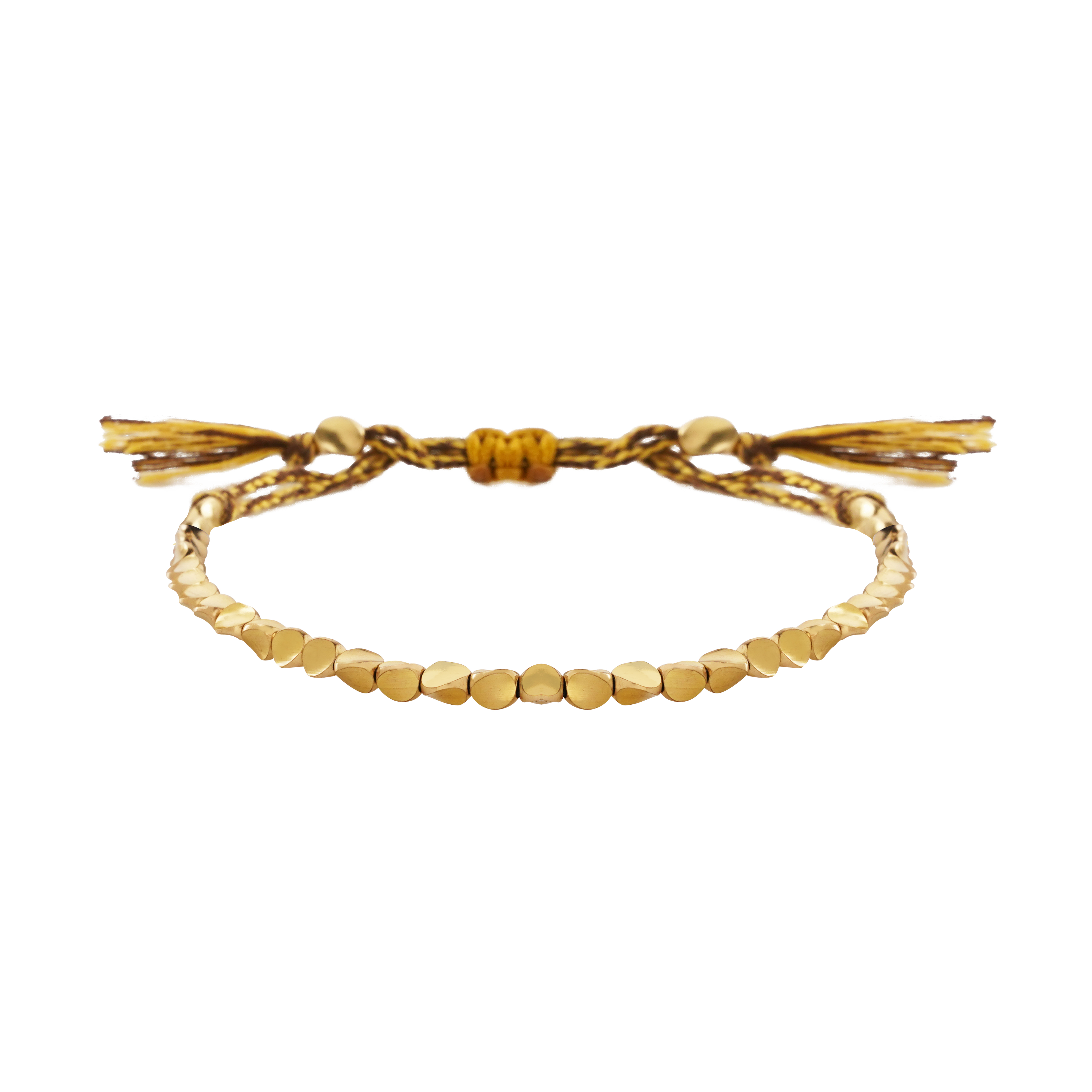 Handmade Copper Beads Bracelet - Yellow Rope