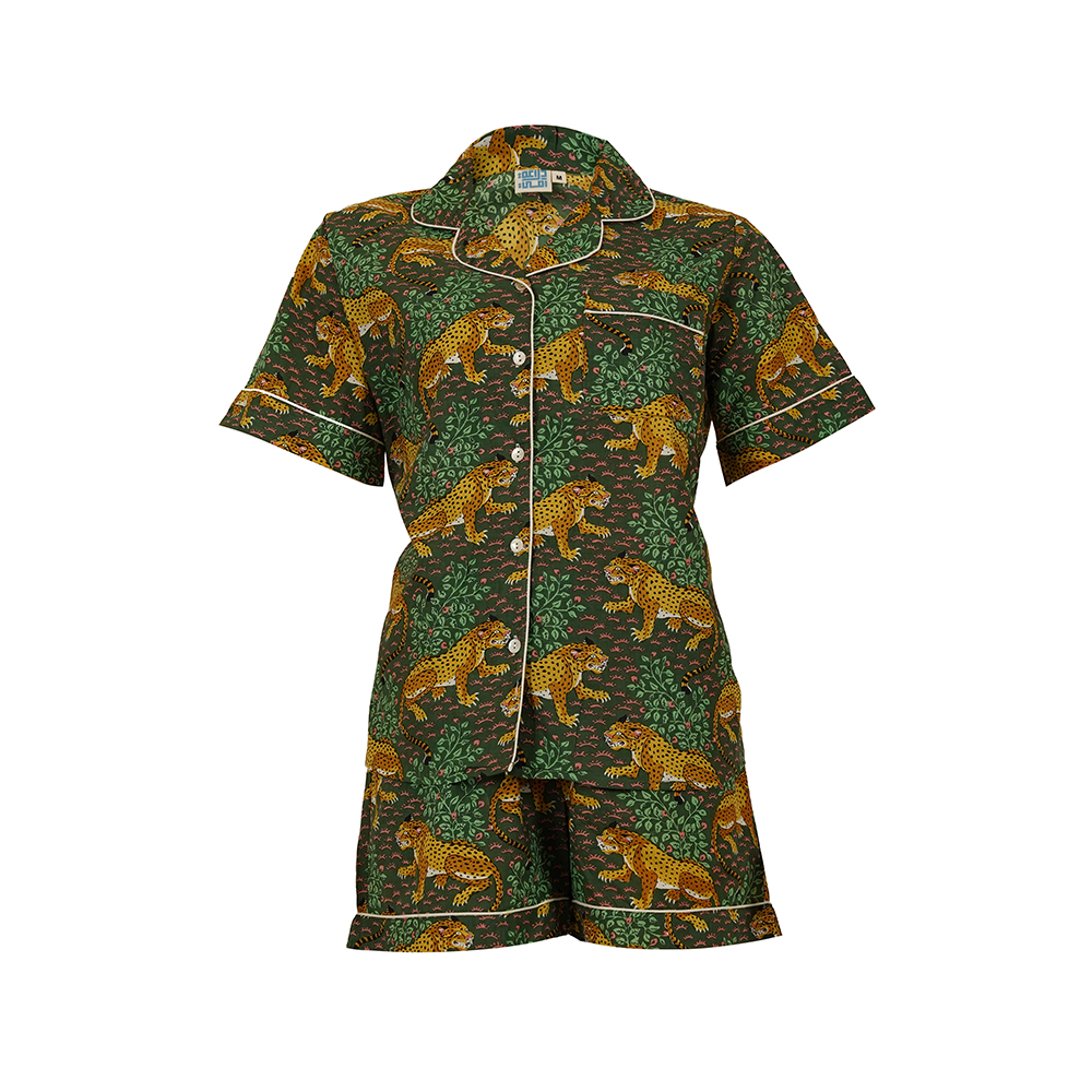 Short-Sleeved Cotton Pajamas With Oily Shorts