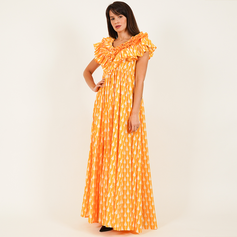 Ruffle Maxi Dress - Yellow