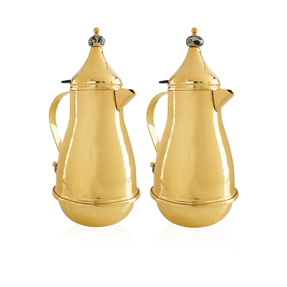 Tea & Arabic Coffee Thermous Set - Gold / Blue Ceramic Design