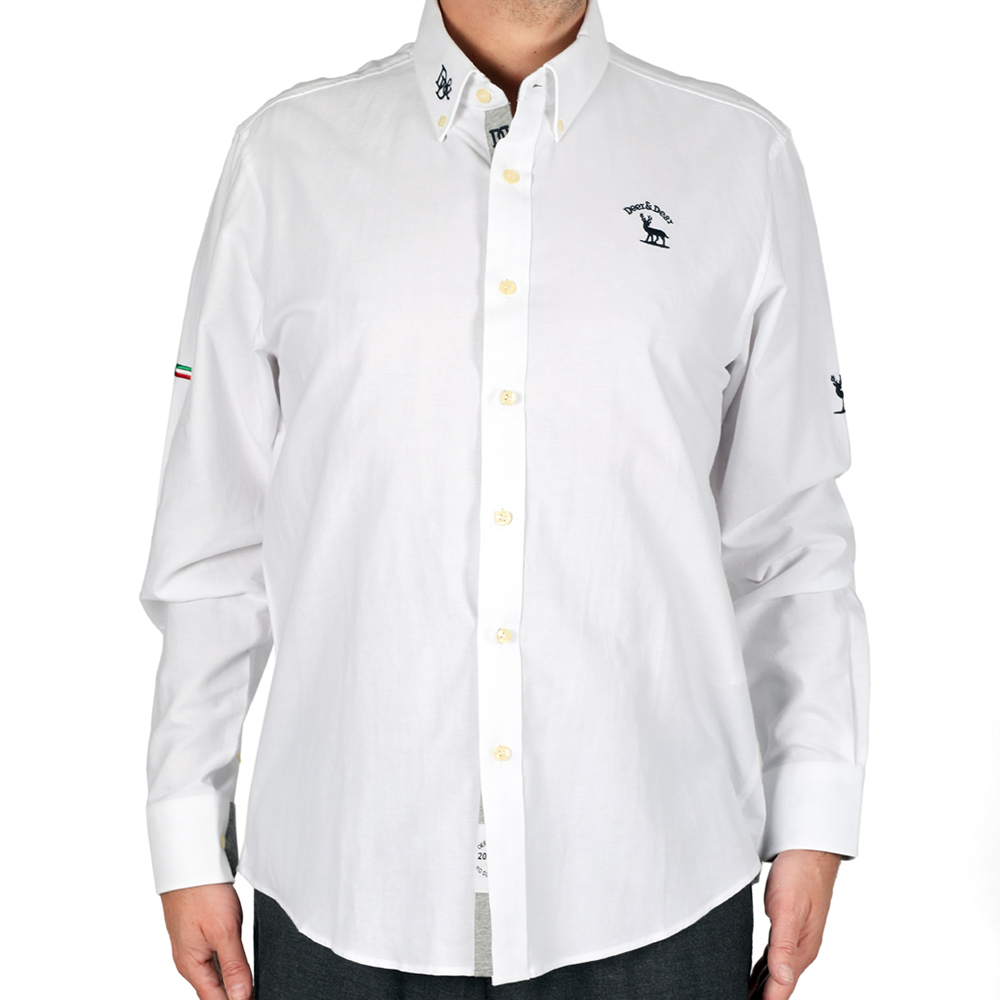 Shirt With Navy Logo - White