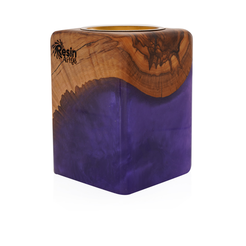 Hand Made Natural Wood Mubkhar - Purple