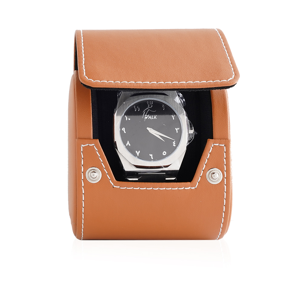 Travel Leather Storage Bag for 1 Watch - camel