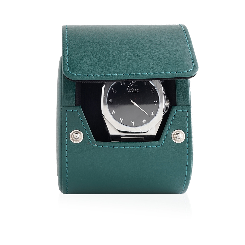 Travel Leather Storage Bag for 1 Watch - Green