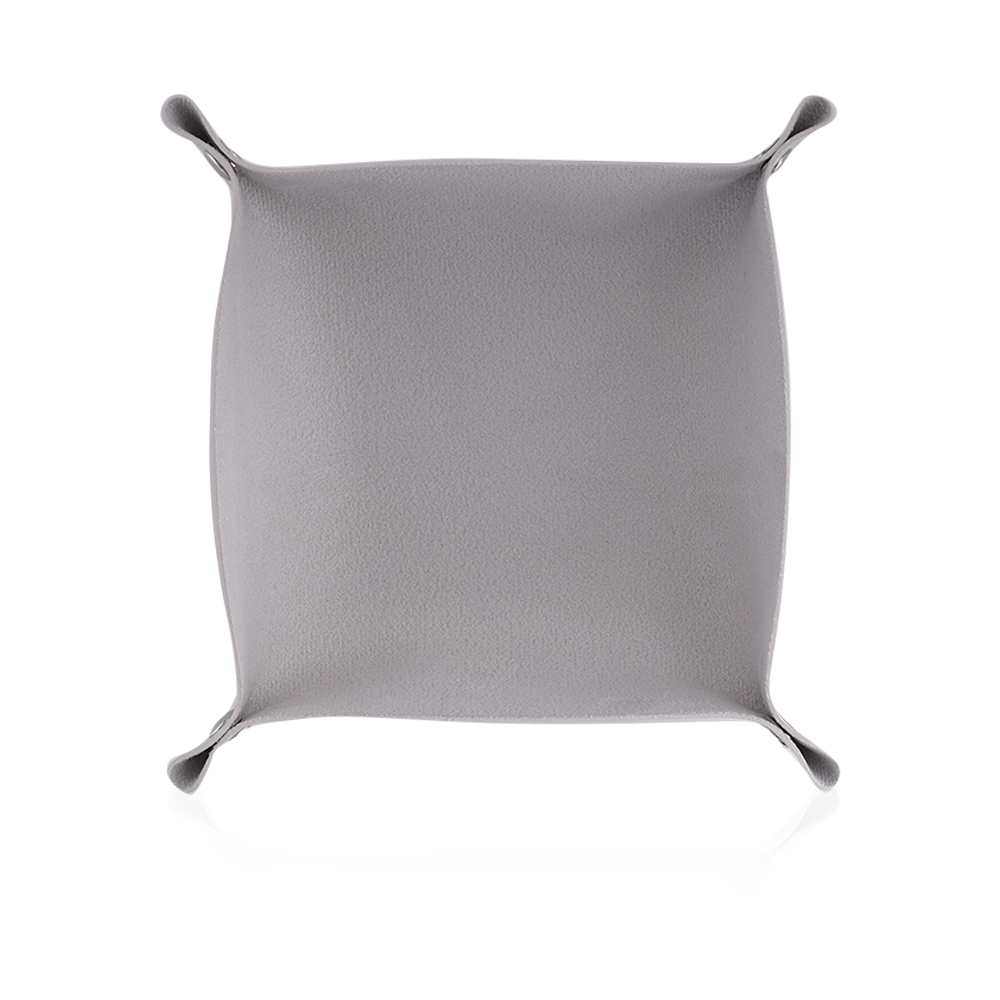 Leather And Velvet Tray - Light Gray