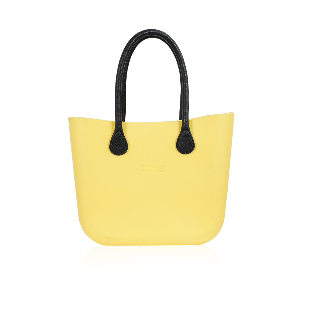 Classic Bag With Long Leather Handles - Yellow With Black  