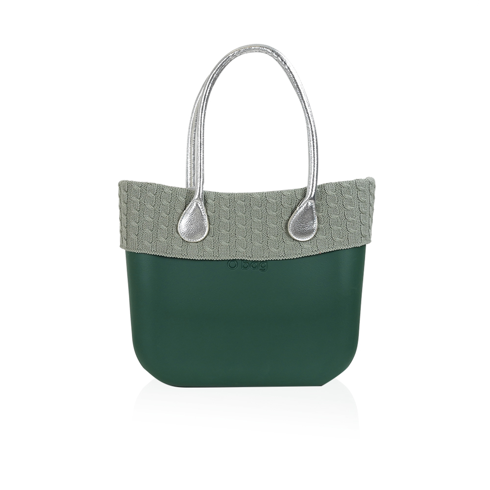 Bag With Silver Handles - Olive With Grey Wool