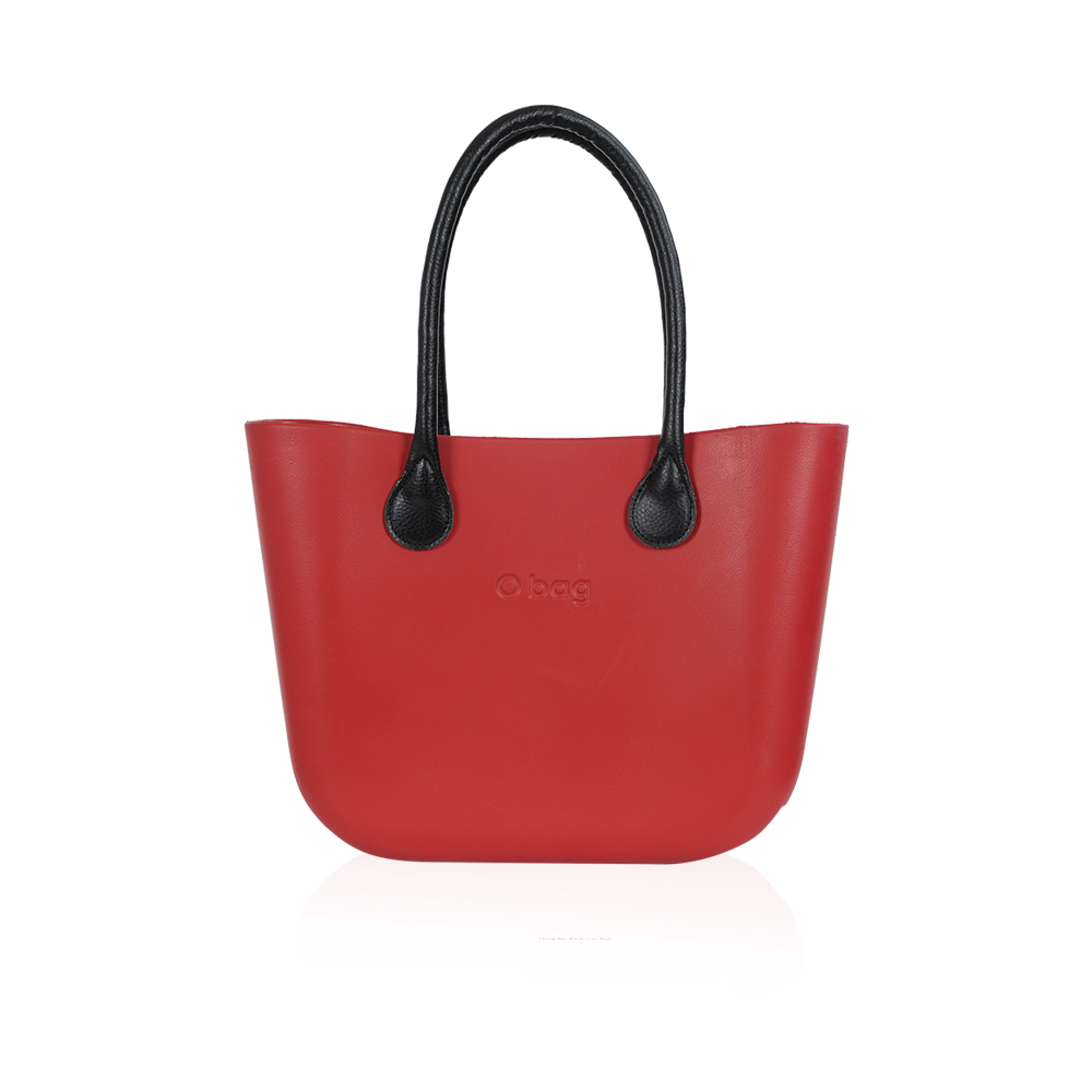Classic Bag With Long Leather Handles - Ruby With Black