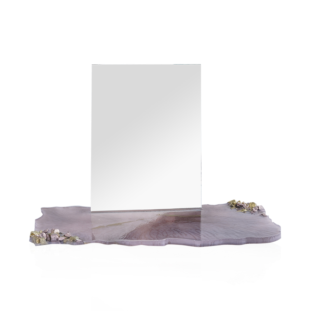 Coaster With Mirror - Pink, Purple And Brown  