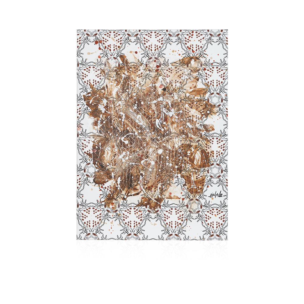 Digital Zentangle Painting - Brown - Black - White