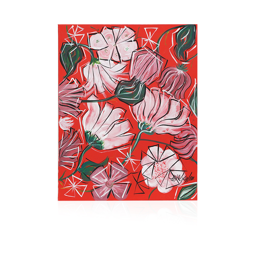 Digital Zentangle Painting - Red - White - Green - Pink