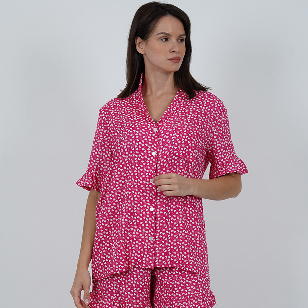 Short Printed Pijama Set - Fuchsia