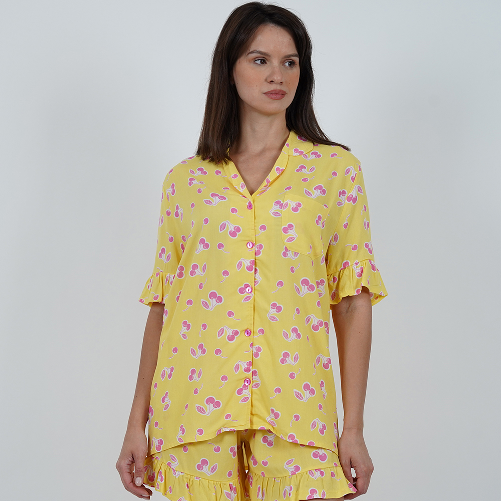 Short Printed Pijama Set - Yellow