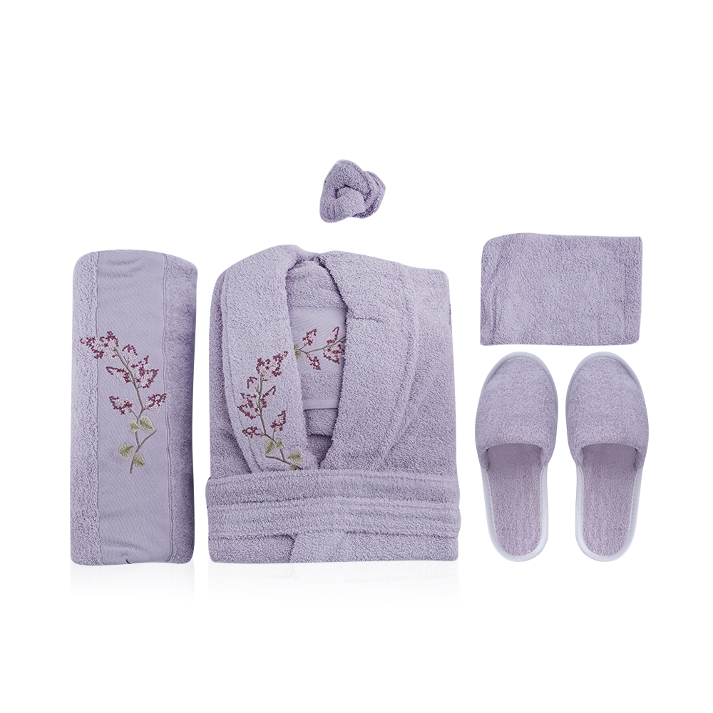 Al Fouz Turkish Bathrobe For Women - 7 Pcs - Powder