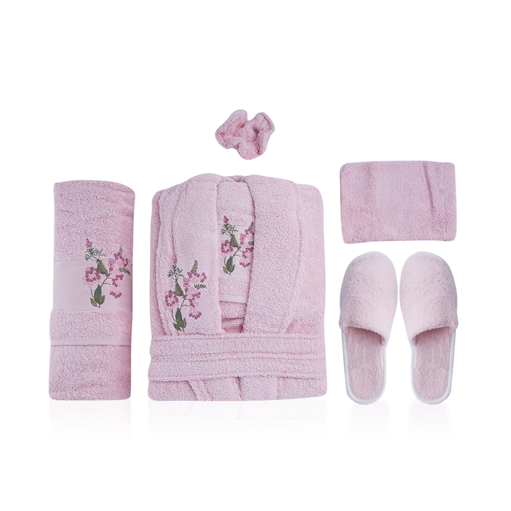 Al Fouz Turkish Bathrobe For Women - 7 Pcs - Light Lilac