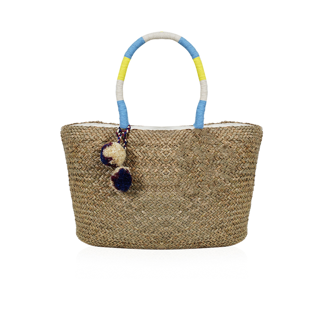 Pom Pom Straw Tote Bag - N3
