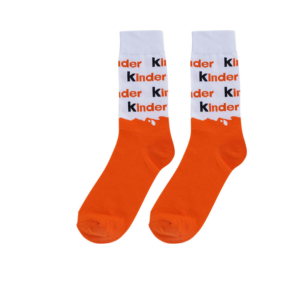 Kinder Cotton Socks - Orange and white