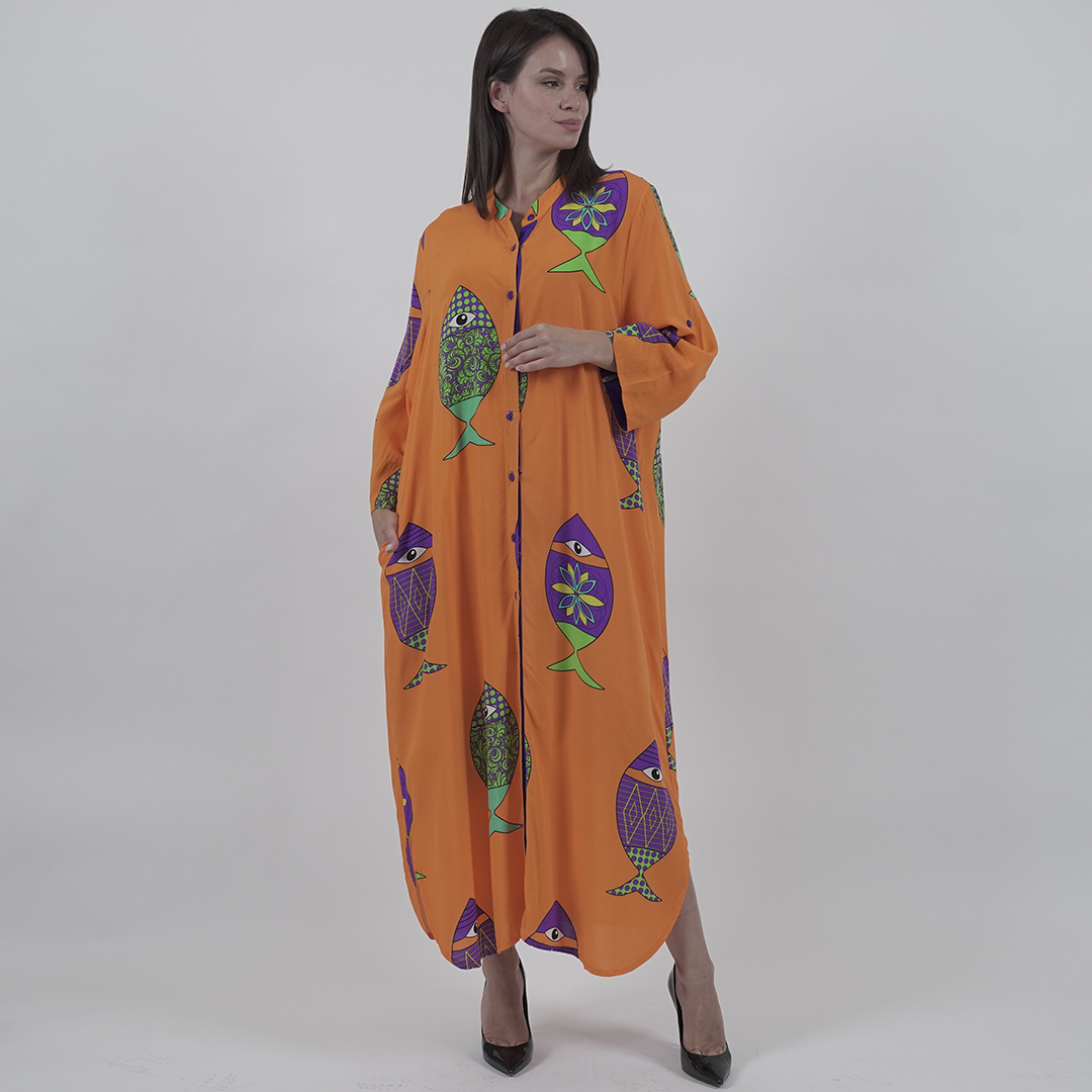 Fish Eye Boho Dress - Orange