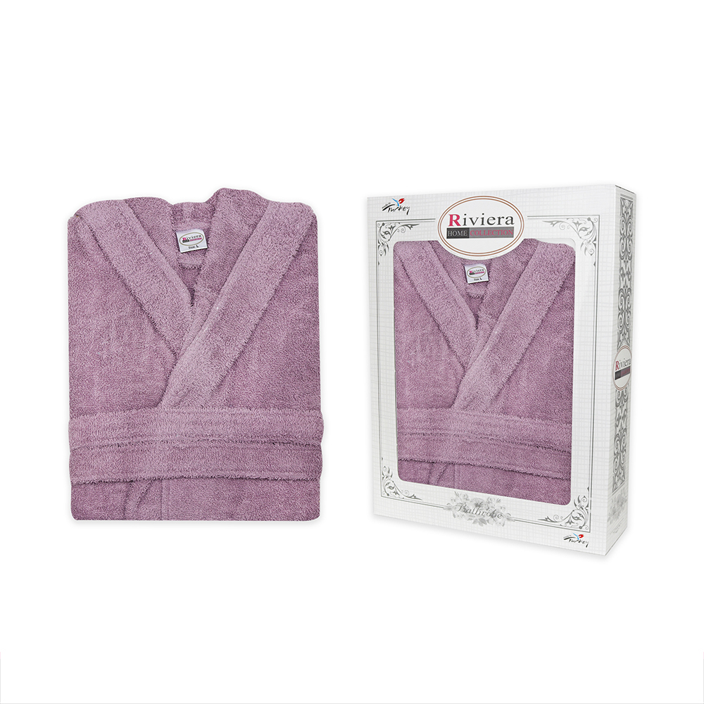 Turkish Bathrobe Without Hood For Women - Damson   