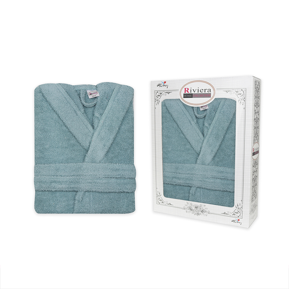 Turkish Bathrobe Without Hood For Women - Turquoise