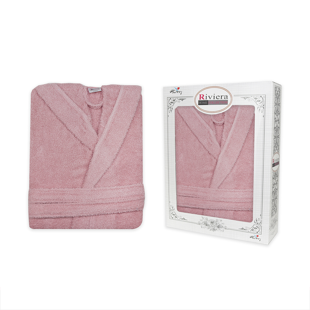Turkish Bathrobe Without Hood For Women - Dark Pink