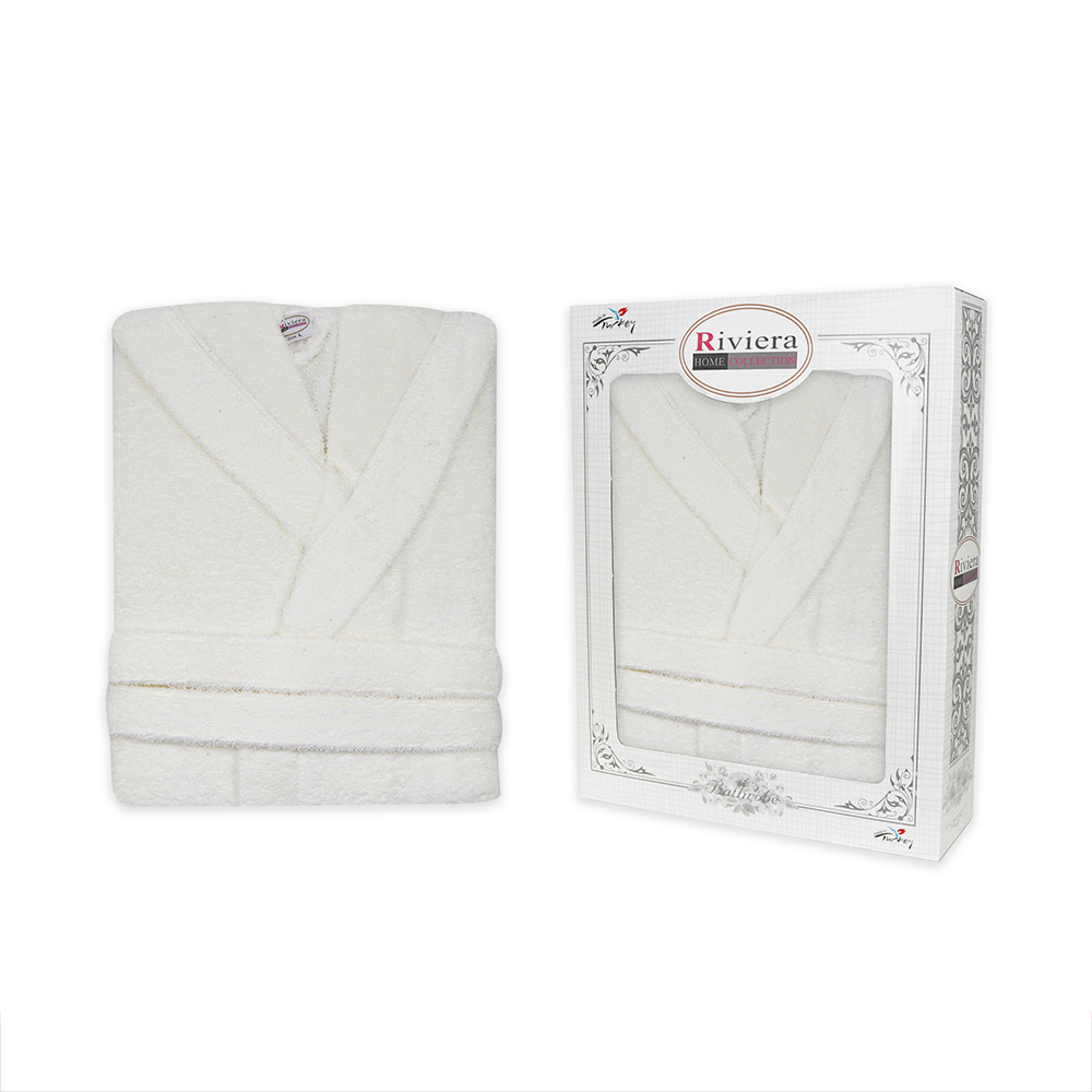 Turkish Bathrobe Without Hood For Women - Cream