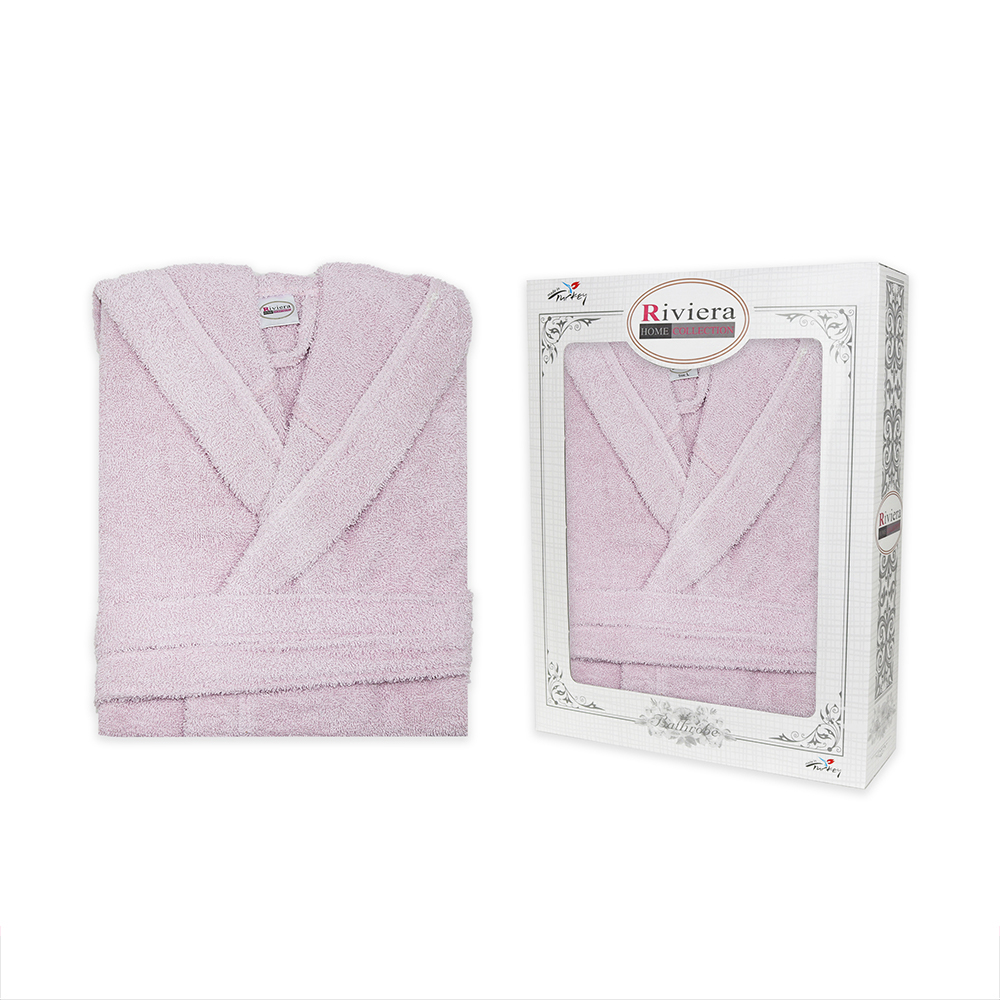 Turkish Bathrobe Without Hood For Women - Mauve