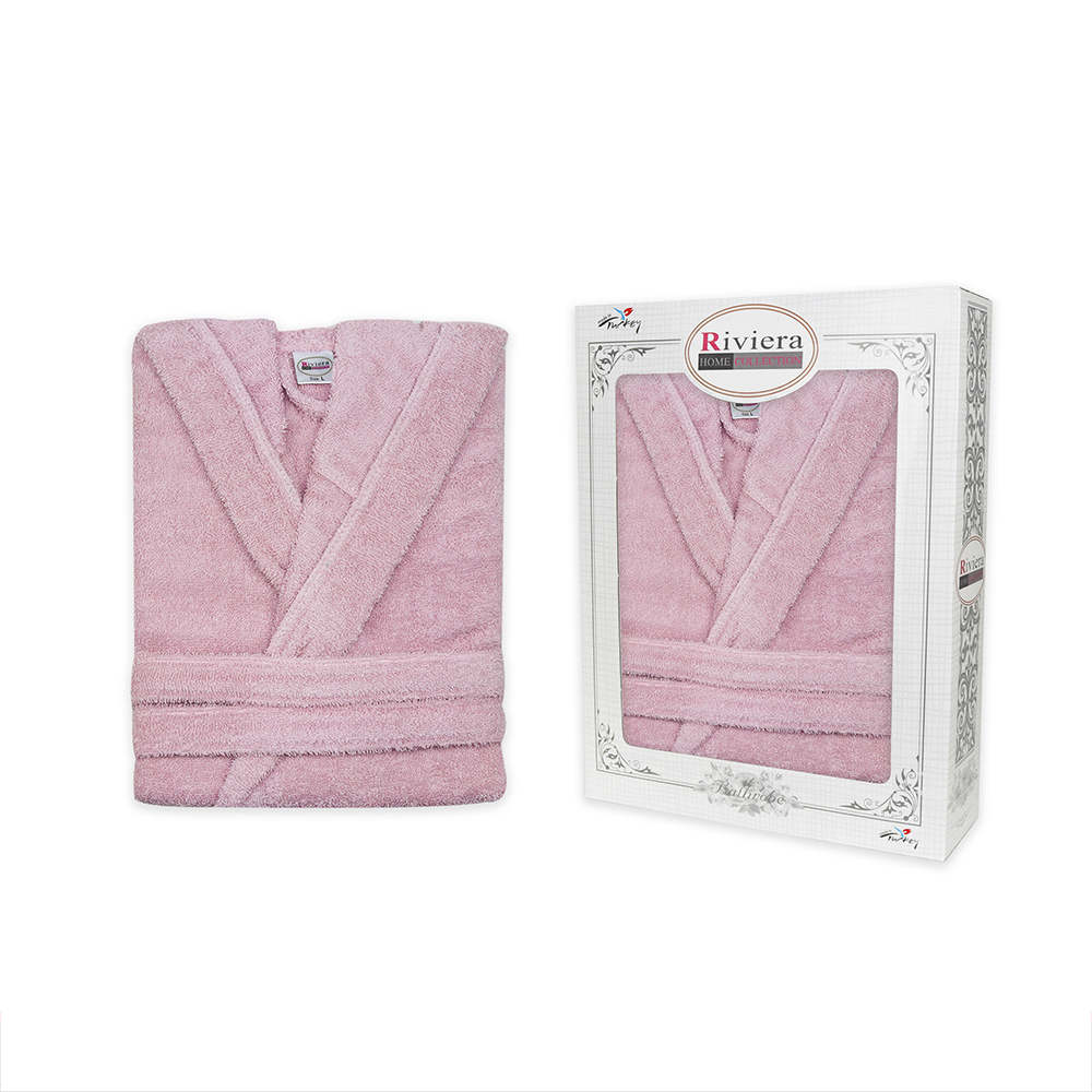 Turkish Bathrobe With Hood For Women - Pink
